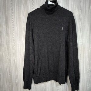 POLO RALPH LAUREN Men's Gray Washable Merino Wool Knit Turtleneck Sweater Large
